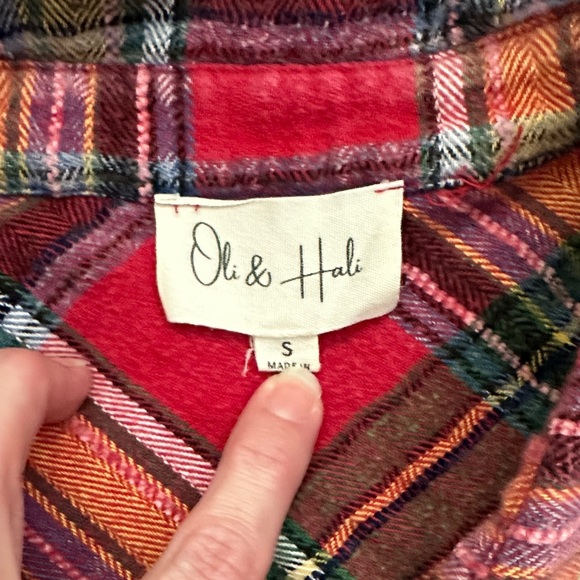 New Oli & Hali Plaid Button-Up Shirt with Multicolor Accents - Picture 3 of 9